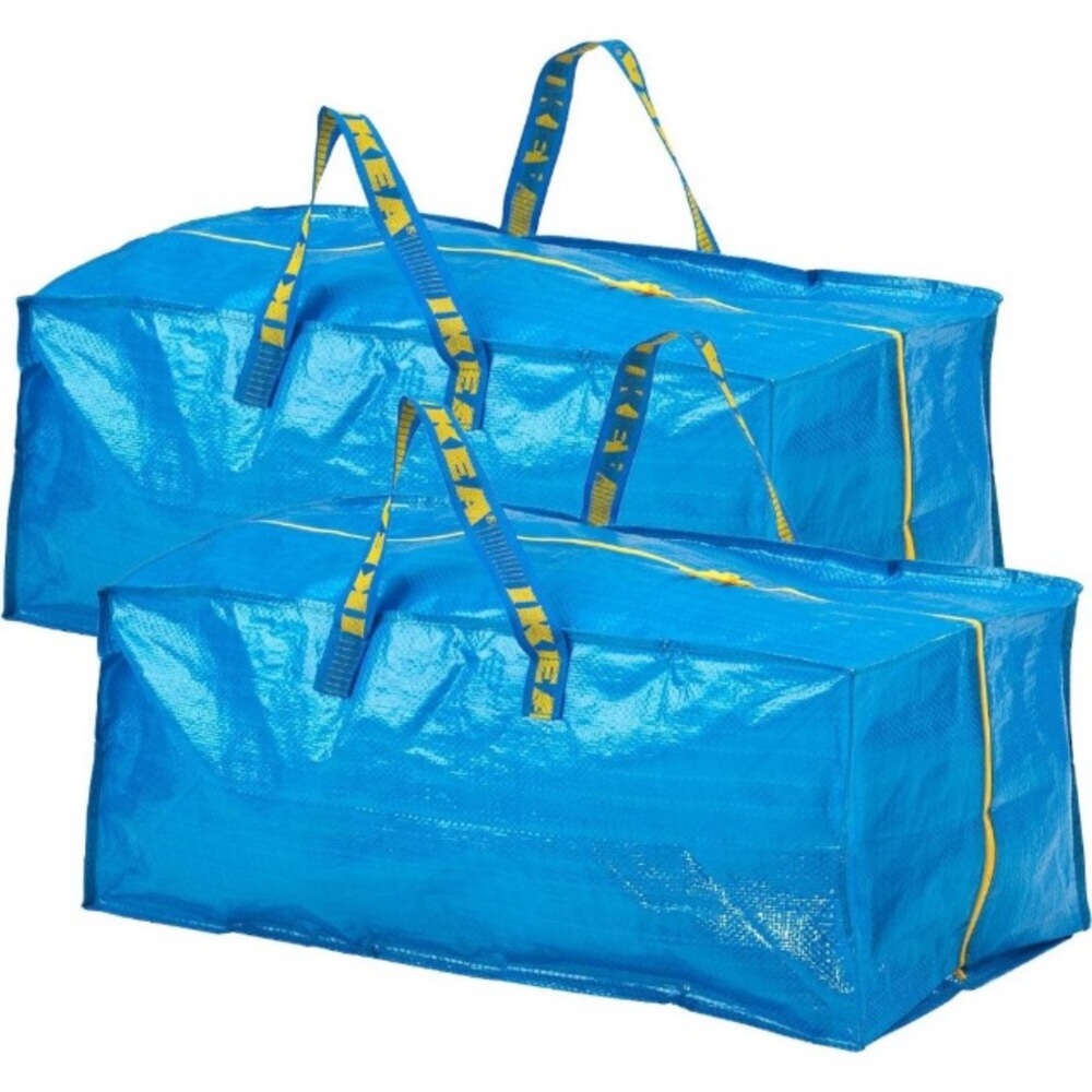 2 IKEA Reusable Frakta Zipper Tote Bags Large Backpack Bag NEW NWT